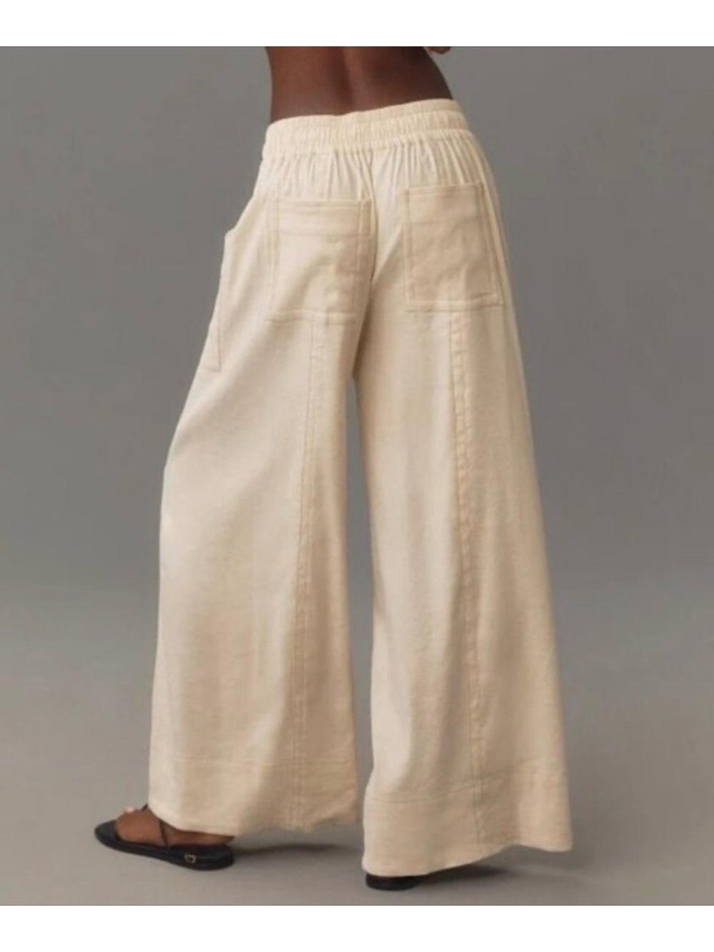 Maeve Wide-Leg Drawstring Pants in Cream - Picture 2 of 3